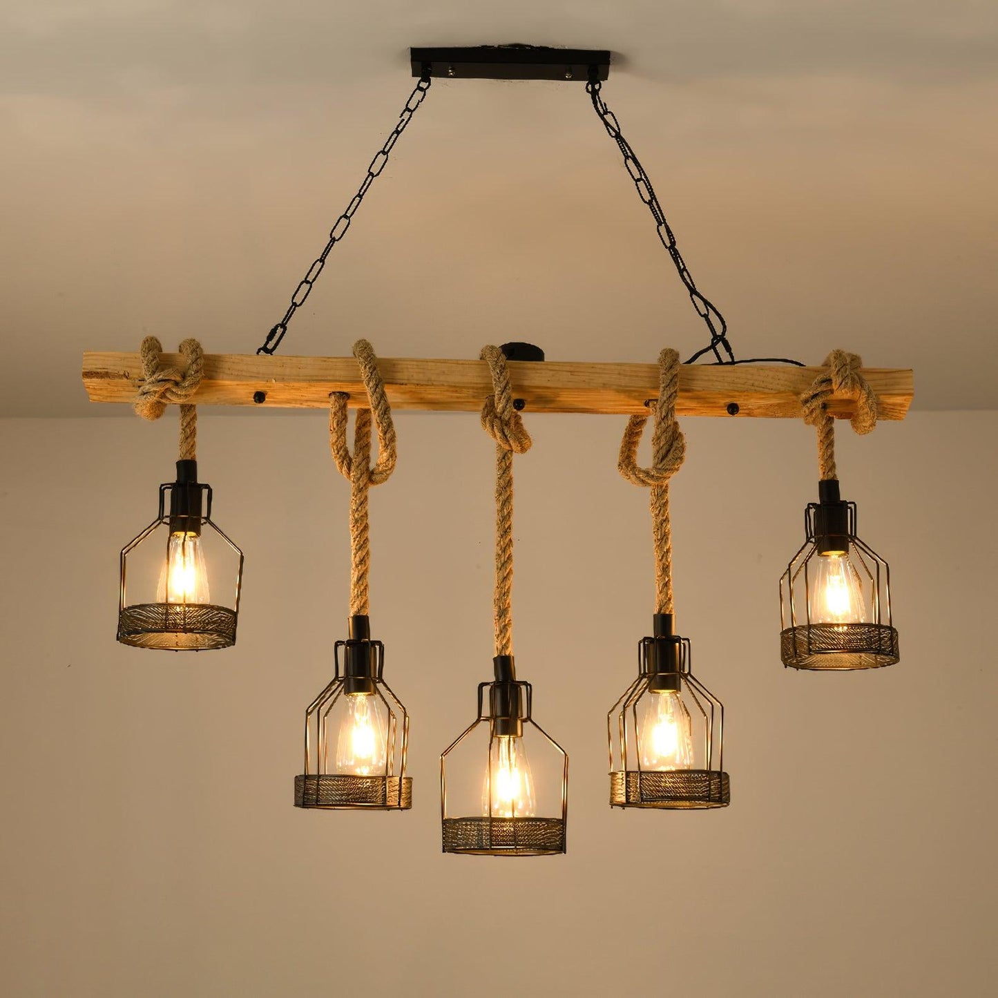 Hemp Rope Industrial Grenade Crown Chandelier