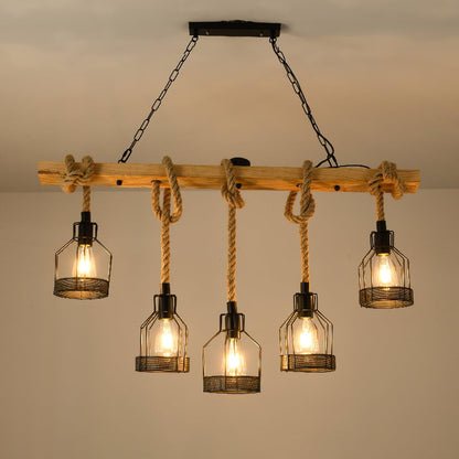 Hemp Rope Industrial Grenade Crown Chandelier