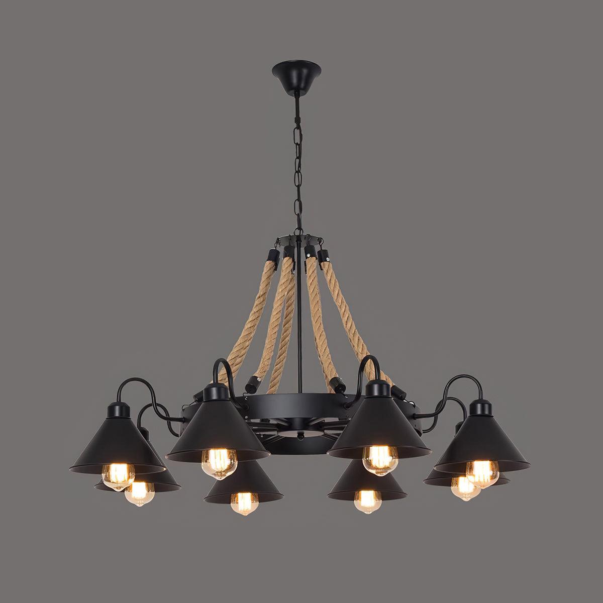 Hemp Rope Industrial Horn Pendant light Chandelier