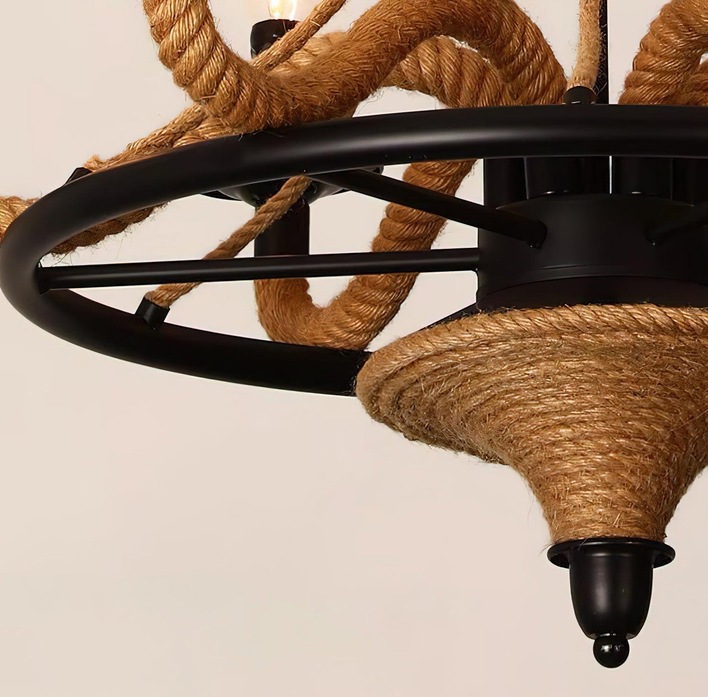 Hemp Rope Industrial Large Wheel Ceiling fixture Chandelier