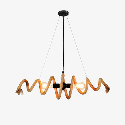 Hemp Rope Industrial Spiral Gasolier Chandelier