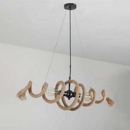 Hemp Rope Industrial Spiral Gasolier Chandelier