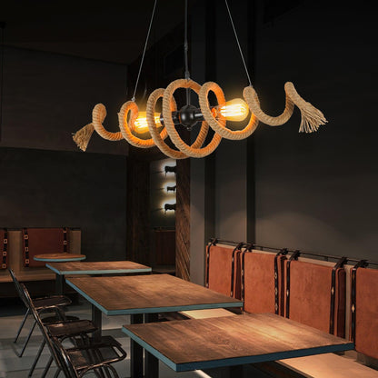 Hemp Rope Industrial Spiral Gasolier Chandelier