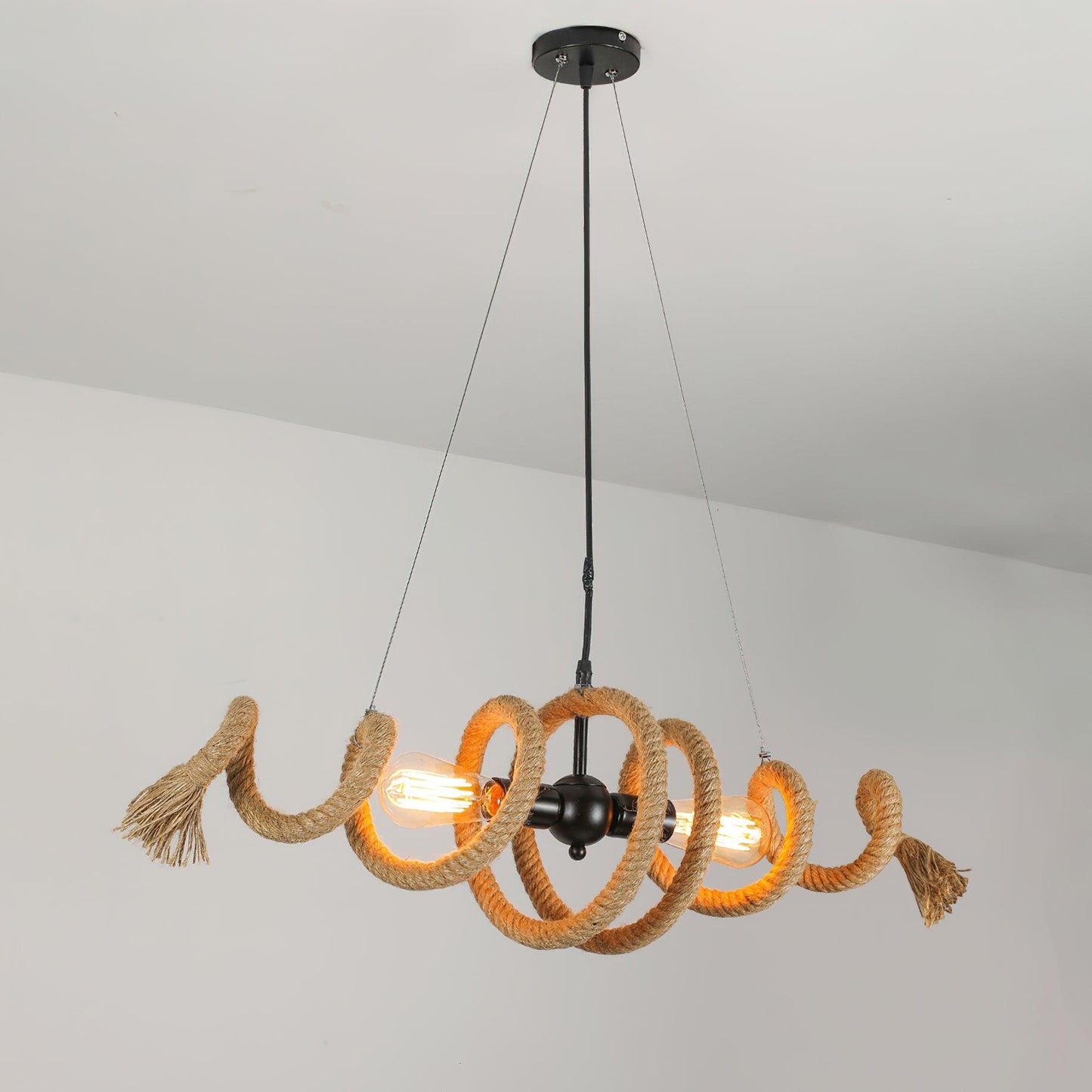 Hemp Rope Industrial Spiral Gasolier Chandelier