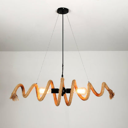 Hemp Rope Industrial Spiral Gasolier Chandelier