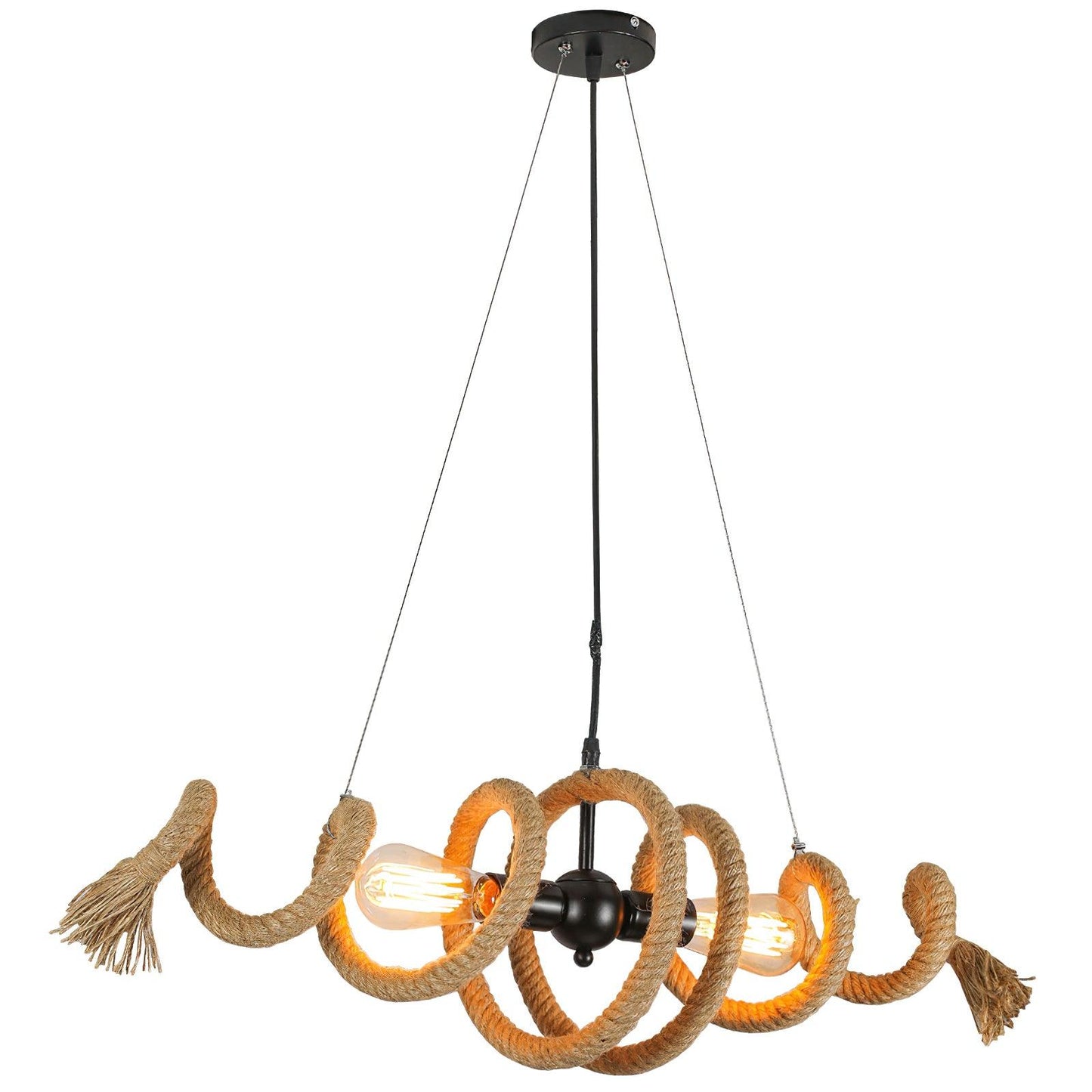 Hemp Rope Industrial Spiral Gasolier Chandelier