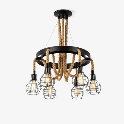 Hemp Rope Industrial Starfall Candelabrum Chandelier