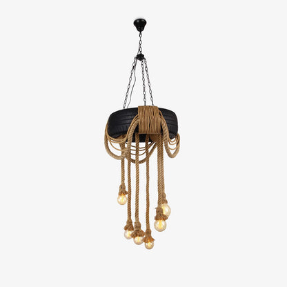 Hemp Rope Industrial Tire Chandelier