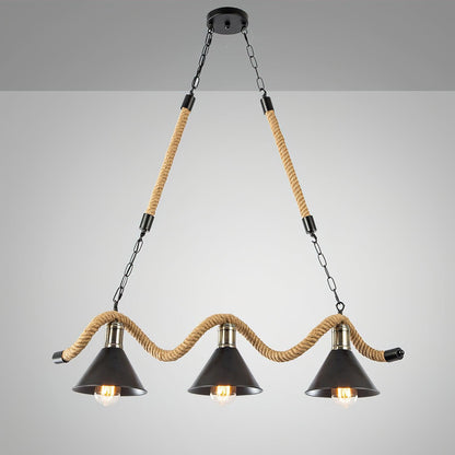 Hemp Rope Industrial Wave Crown Chandelier