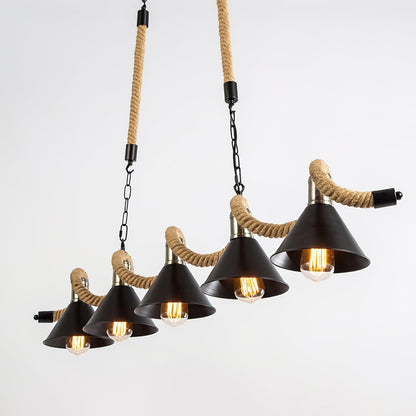 Hemp Rope Industrial Wave Crown Chandelier