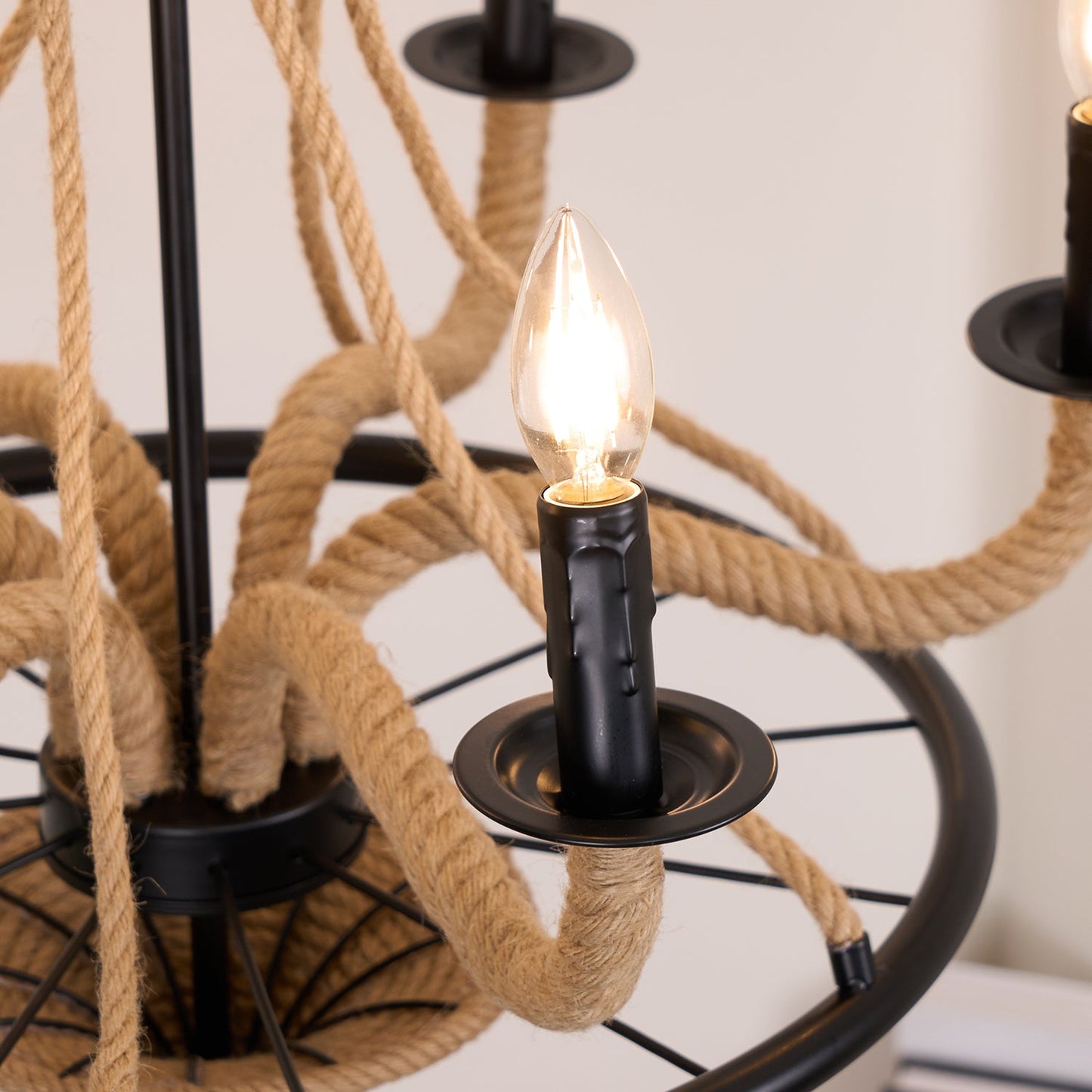 Hemp Rope Industrial Large Wheel Ceiling fixture Chandelier