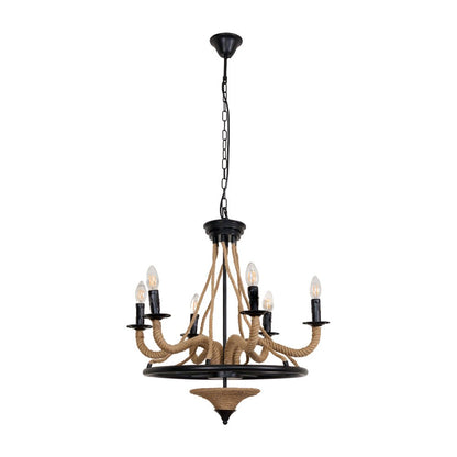 Hemp Rope Industrial Large Wheel Ceiling fixture Chandelier