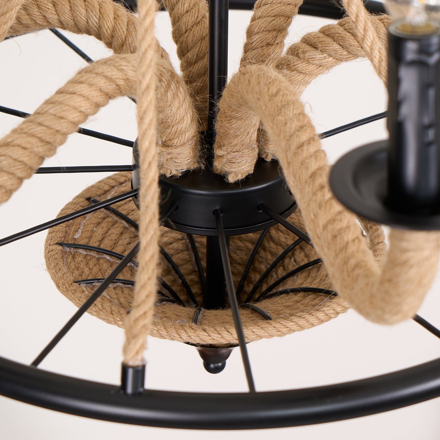 Hemp Rope Industrial Large Wheel Ceiling fixture Chandelier