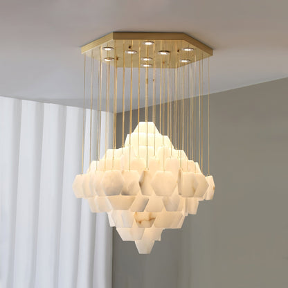 Hexa Alabaster Cascade Chandelier