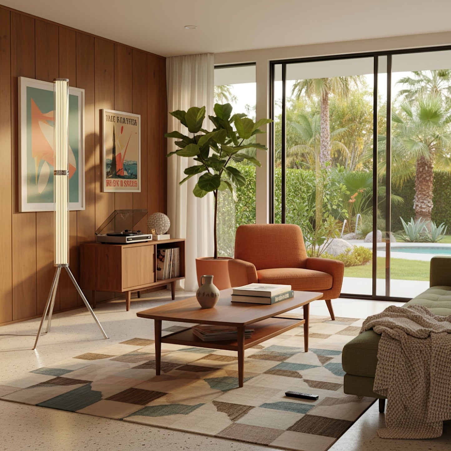 Hexagonal Glass Floor Lamp