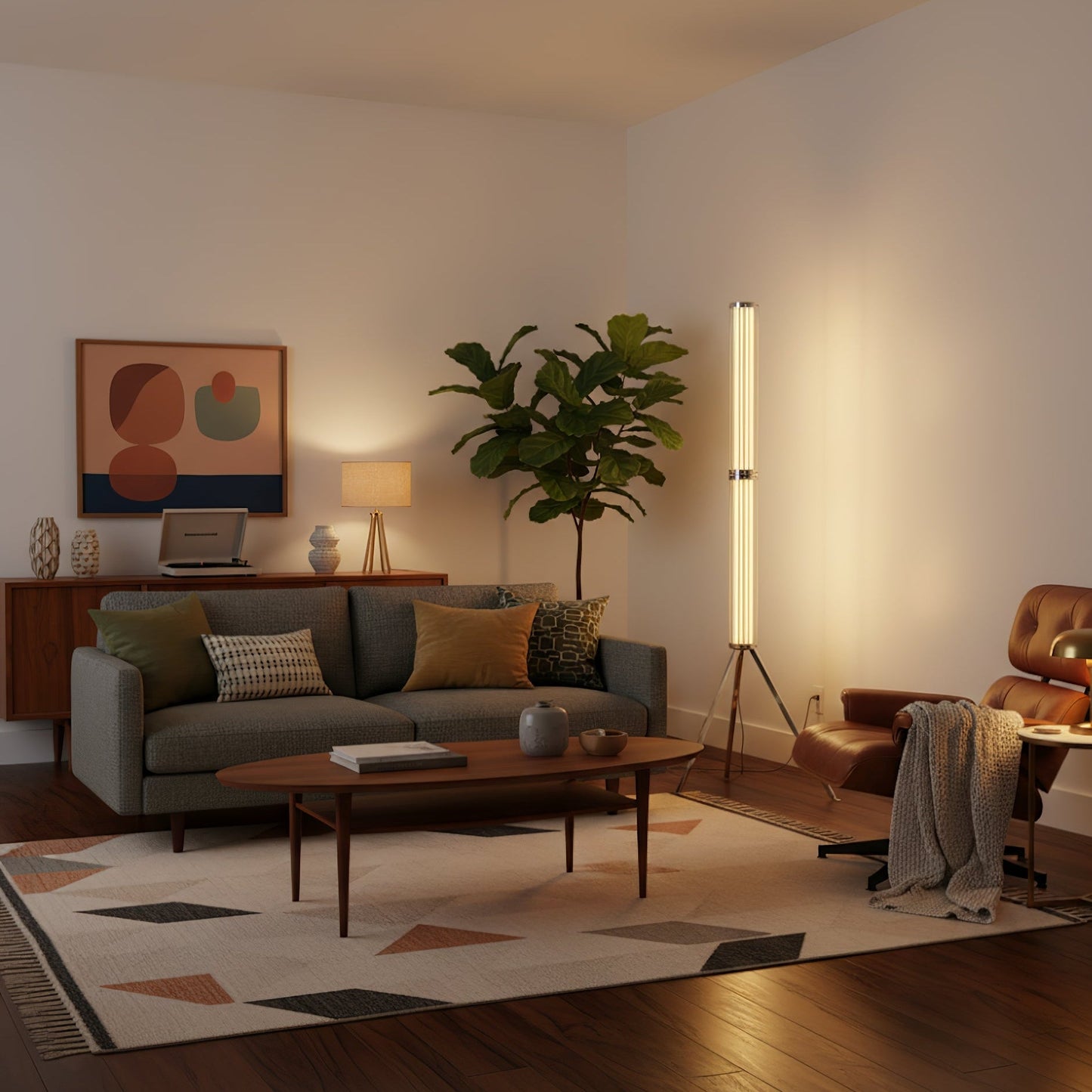 Hexagonal Glass Floor Lamp