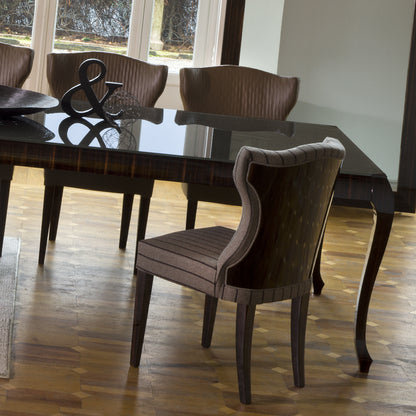 High End Ebony Veneer Glass Topped Dining Table