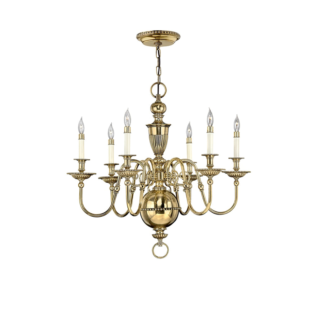 High End Classic 6 Arm Brass Chandelier