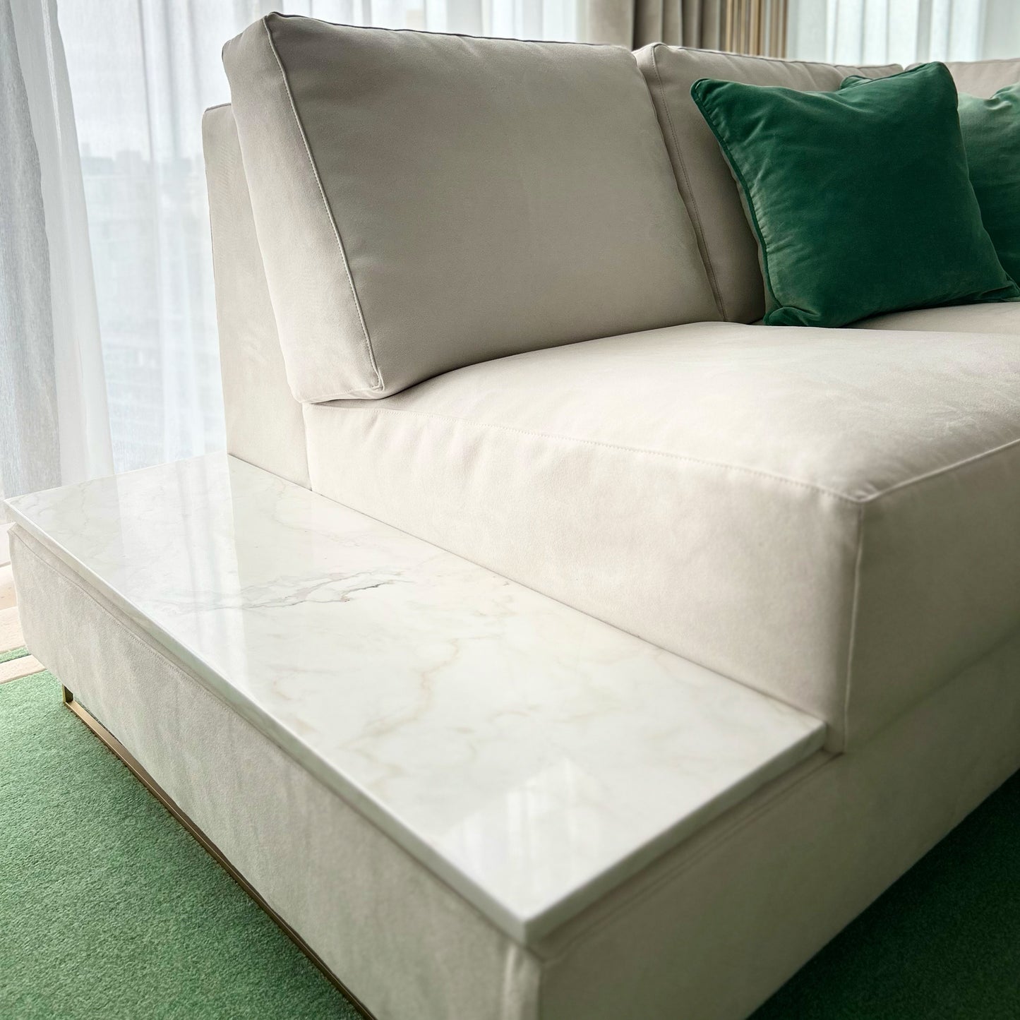 High End Corner Sofa Bed With Side Table