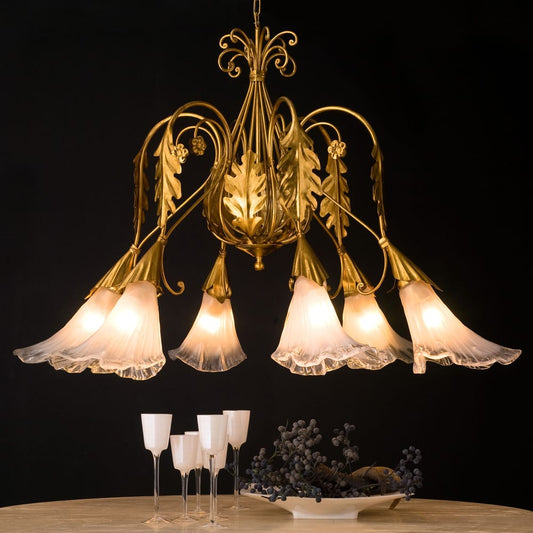 High End Designer Italian Murano Glass Lily Chandelier