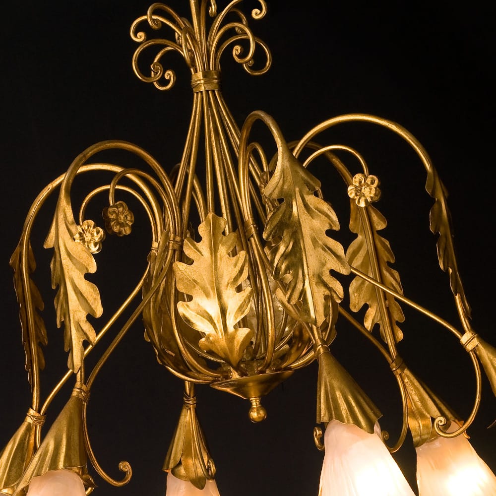 High End Designer Italian Murano Glass Lily Chandelier