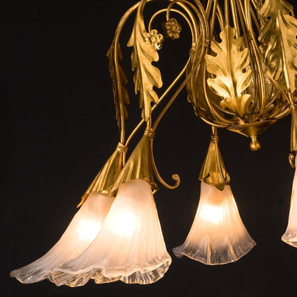 High End Designer Italian Murano Glass Lily Chandelier