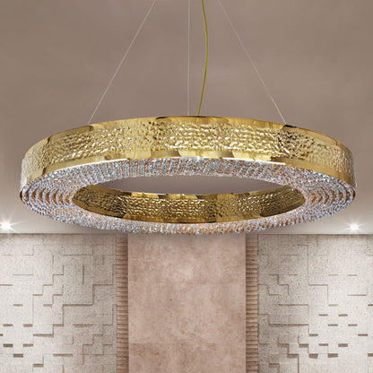 High End Gold Plated Designer Crystal Hoop Chandelier