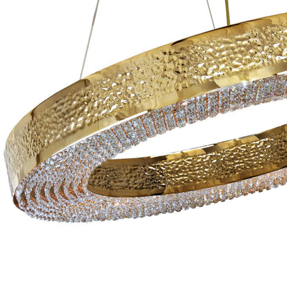 High End Gold Plated Designer Crystal Hoop Chandelier