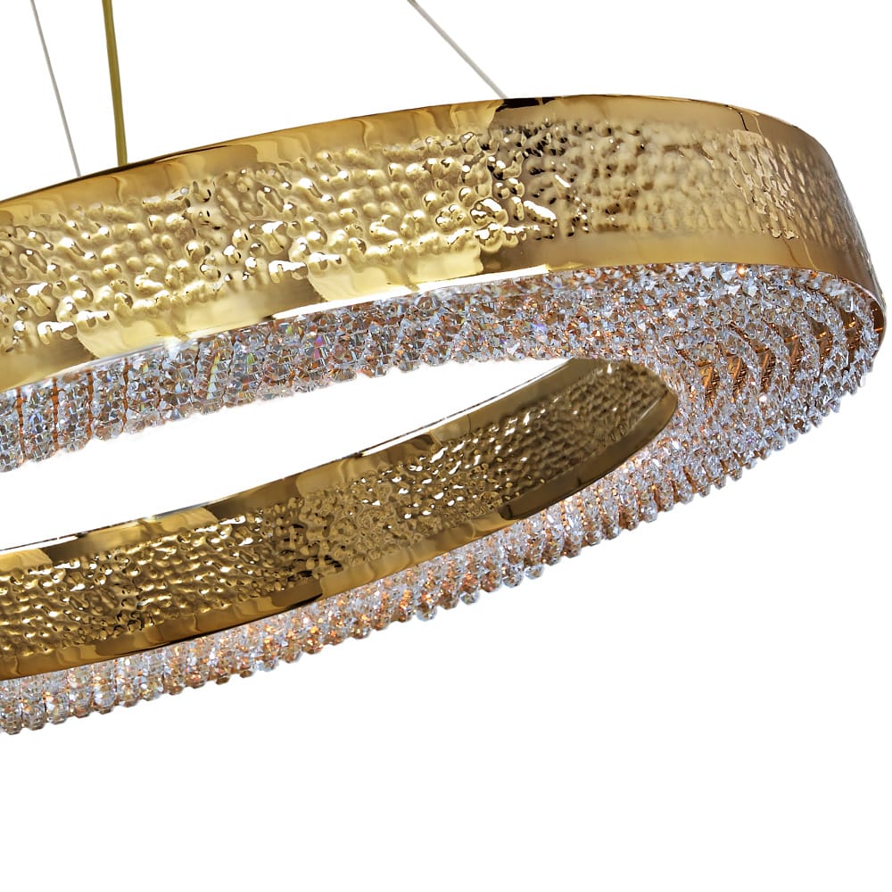 High End Gold Plated Designer Crystal Hoop Chandelier