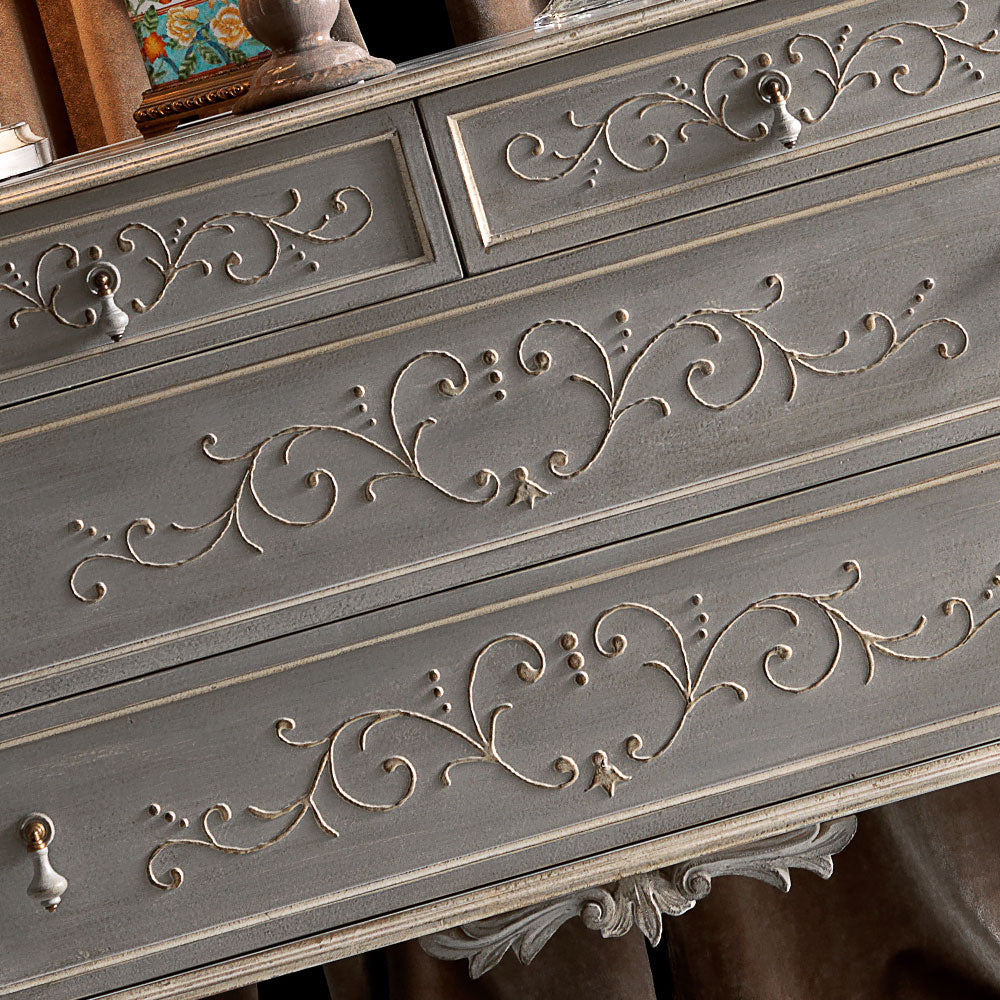 High End Ornate Grey Italian Chest of Drawers