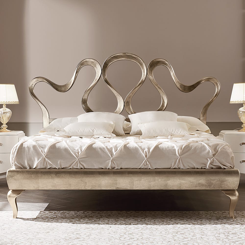 High End Italian Champagne Leaf Swirls Bed