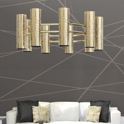 High End Designer Gold Plated Hammered Chandelier