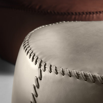 High End Designer Round Leather Pouffe