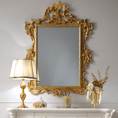 High End Italian Dressing Table And Ornate Gold Leaf Mirror Set