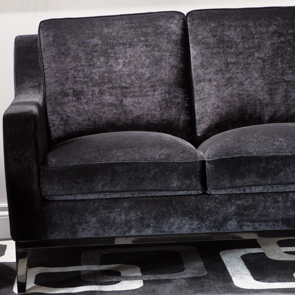 High End Modern Black Velvet Small Sofa