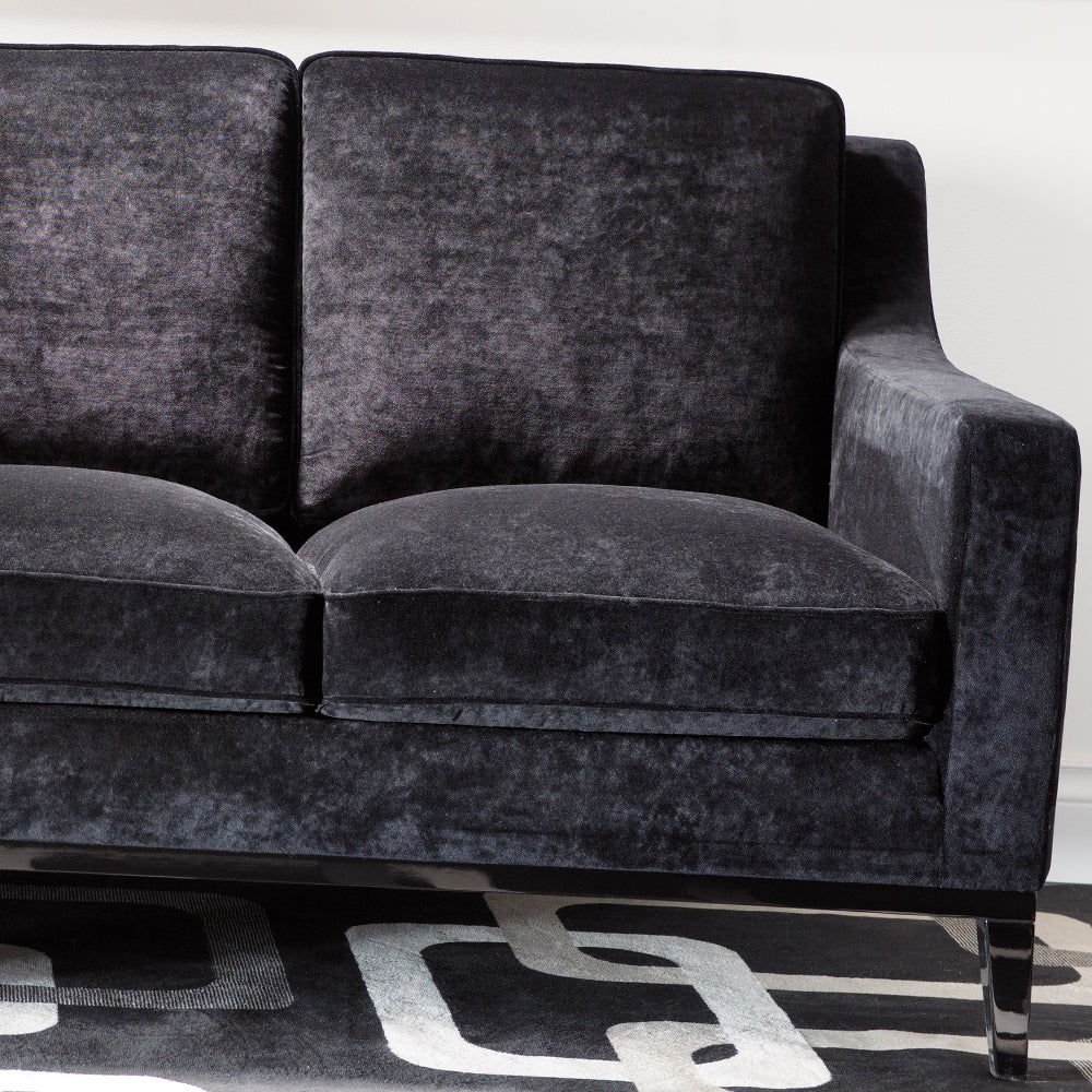 High End Modern Black Velvet Small Sofa