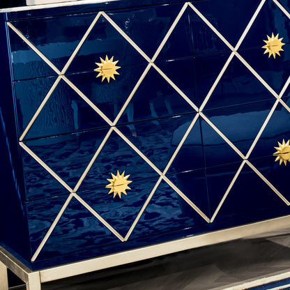 High End Modern Italian Blue Lacquered Drawers