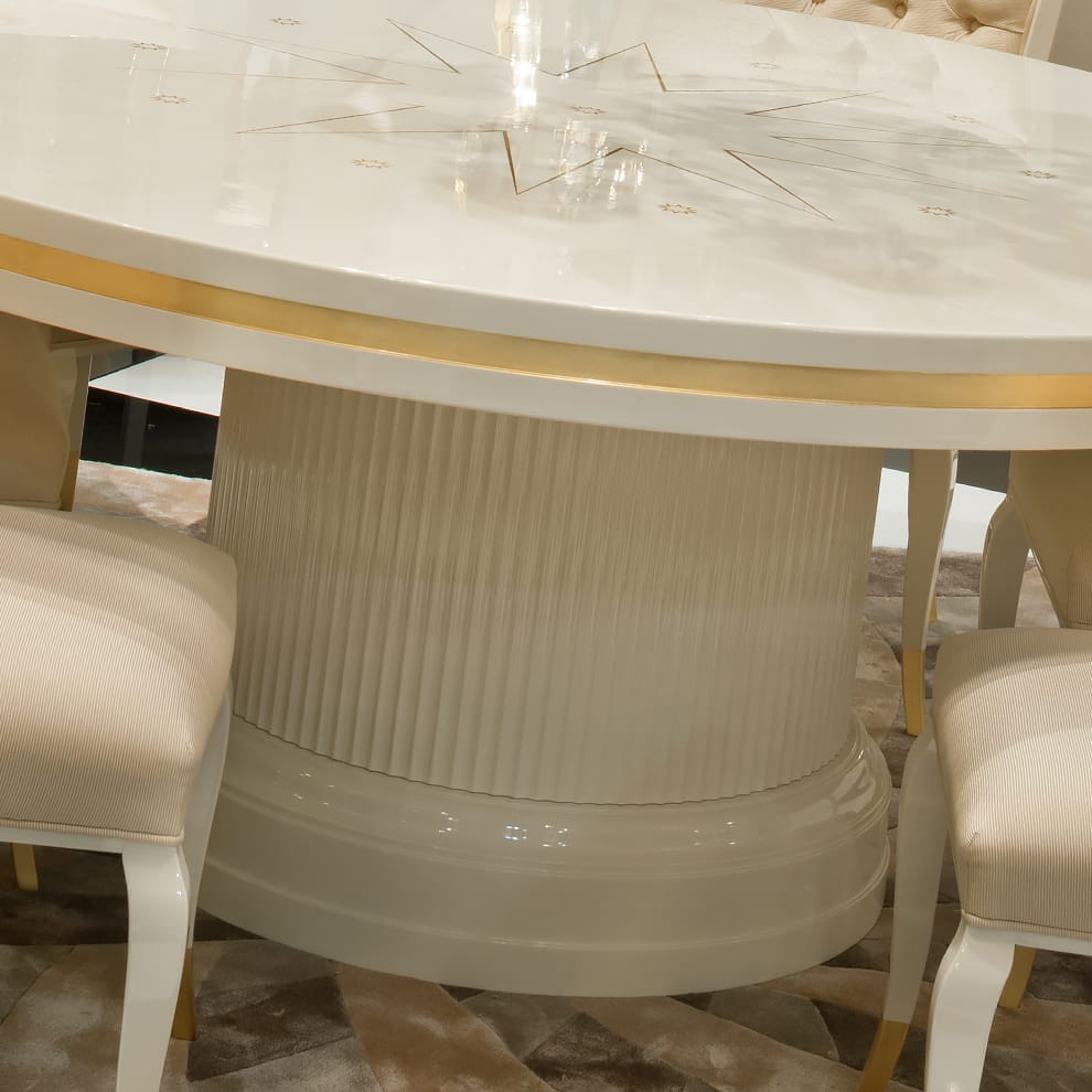 High End Modern Ivory Lacquered Round Dining Table