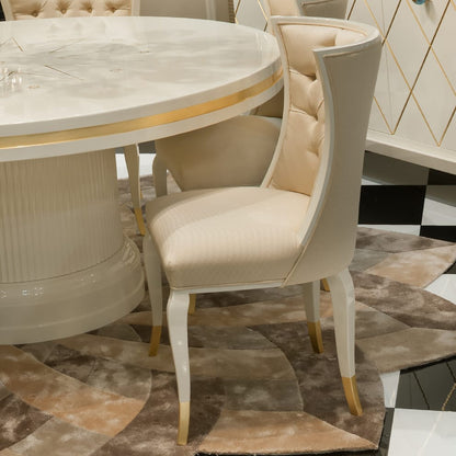 High End Modern Ivory Lacquered Round Dining Table