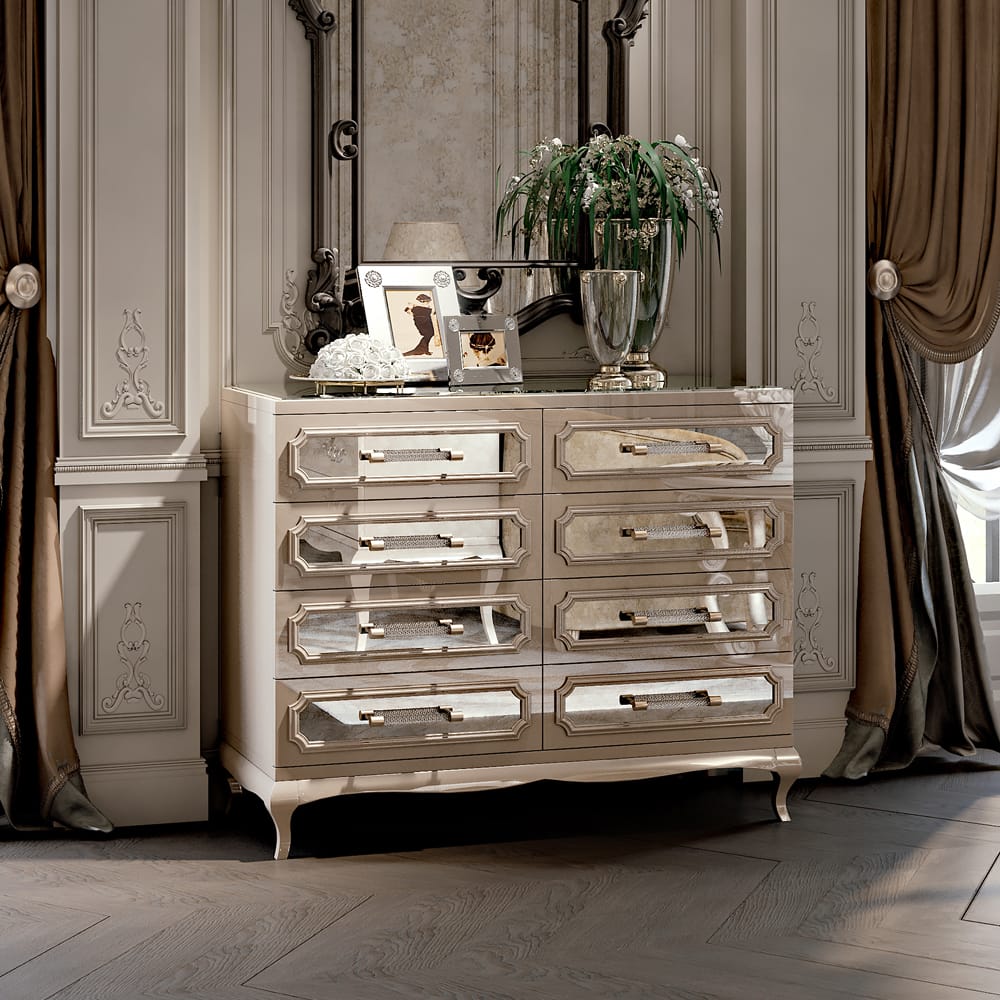 High End Modern Lacquered Mirrored Drawers