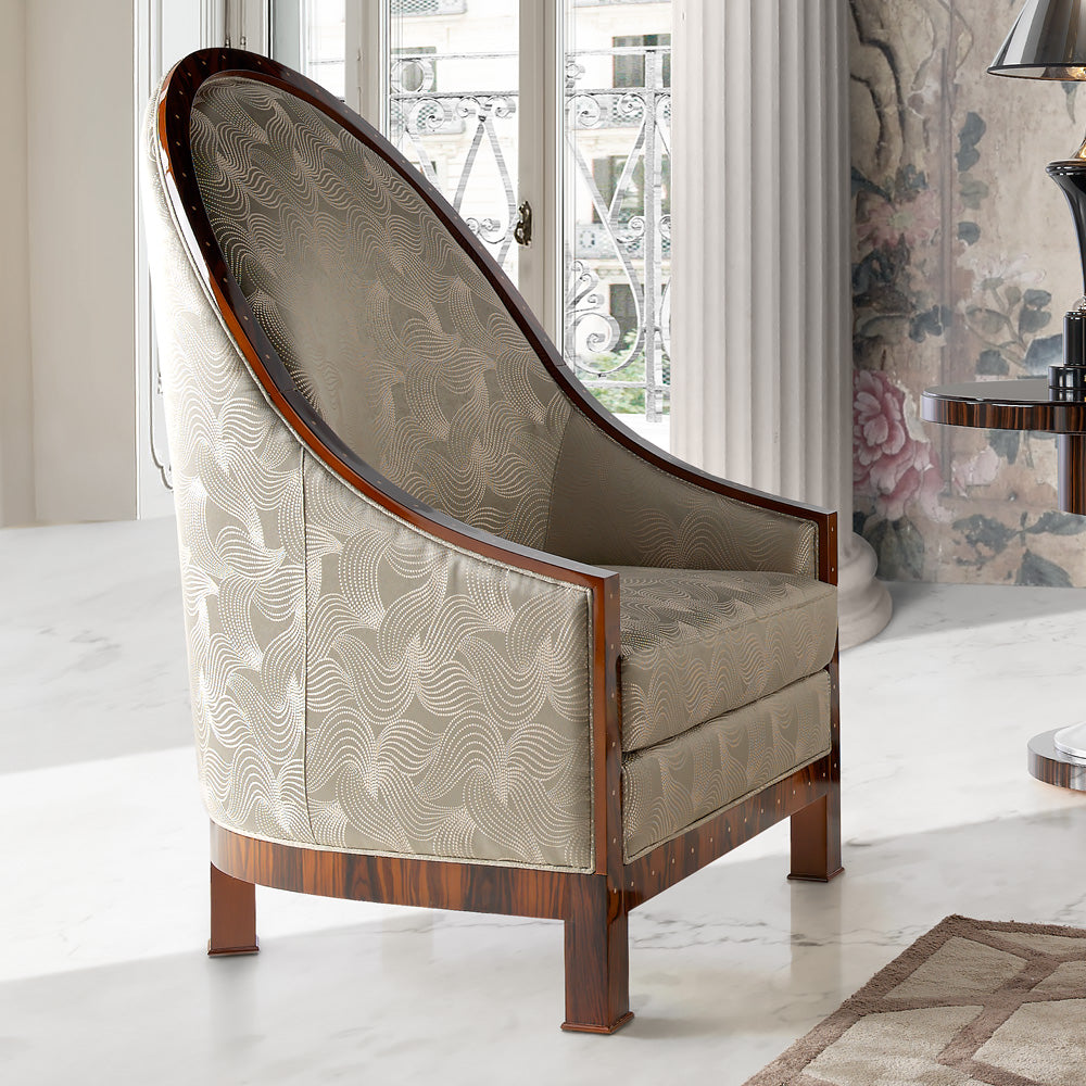 High End Nacre Marquetry Veneered Occasional Armchair