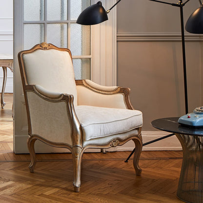 High End Oak Upholstered Italian Armchair