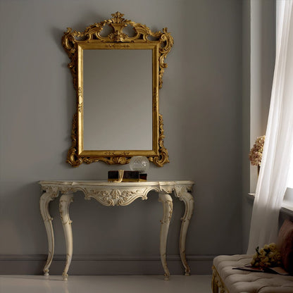 High End Ornate Classic Italian Designer Console And Mirror Set