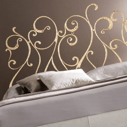 High End Ornate Italian Gold Leaf Designer Wrought Iron Bed