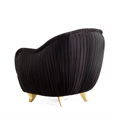 High End Black Pleated Luxury Occasional Armchair