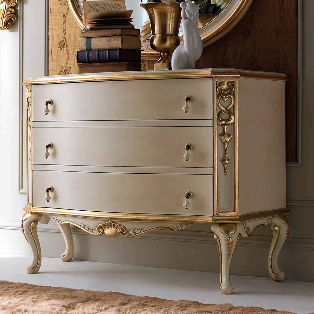 High End Rococo Chest of Drawers and Mirror Set