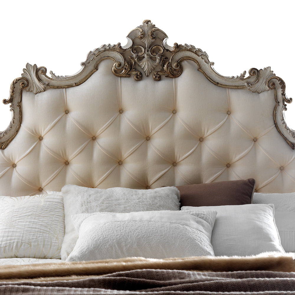 High End Rococo Reproduction Button Upholstered Bed