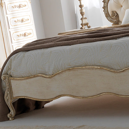 High End Rococo Reproduction Button Upholstered Bed