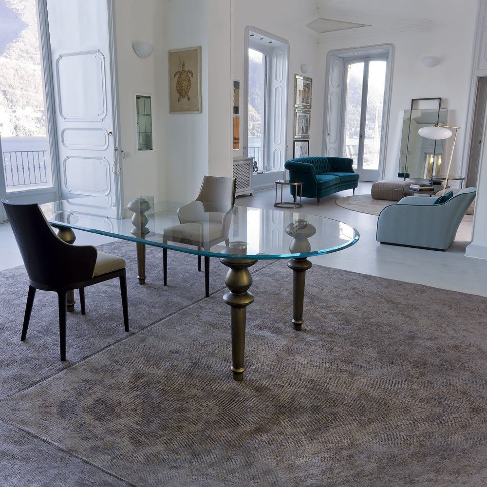 High End Italian Oval Glass Dining Table