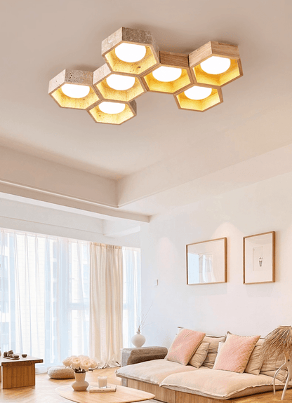 Honeycomb Travertine Ceiling Lamp